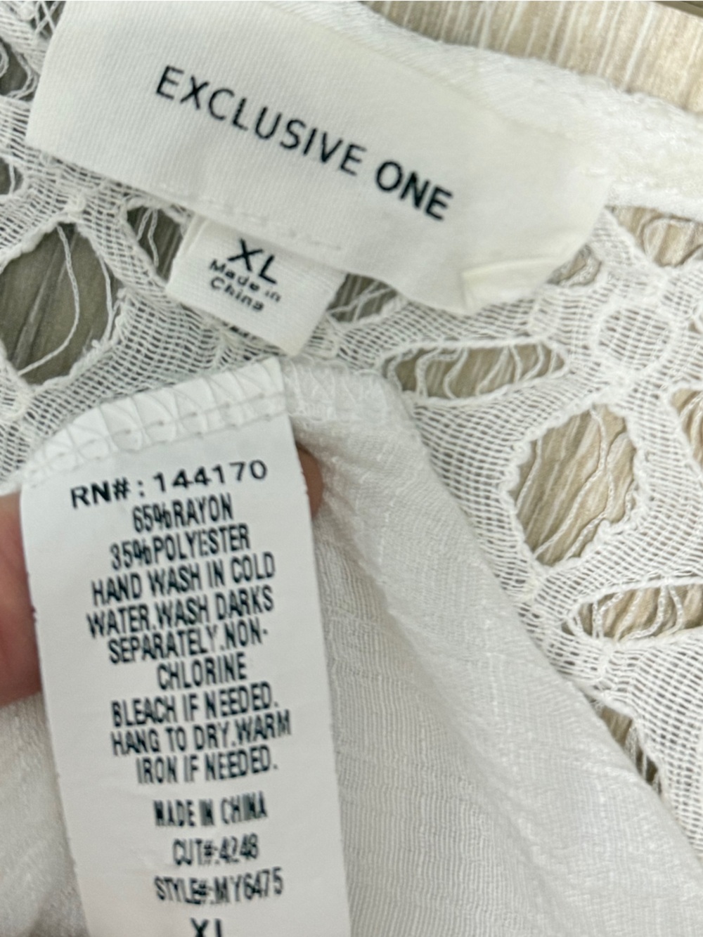#19) Boho Lace-Trim White Women's Tunic Top - Picture 6 of 6